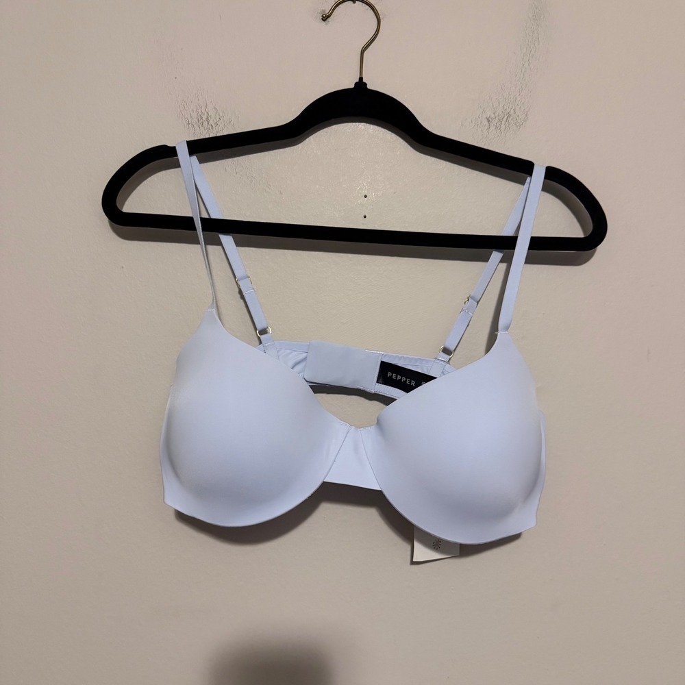 NWT Pepper Cameo Balconette Lift Up Bra 40B Powder Blue Underwire Push Up